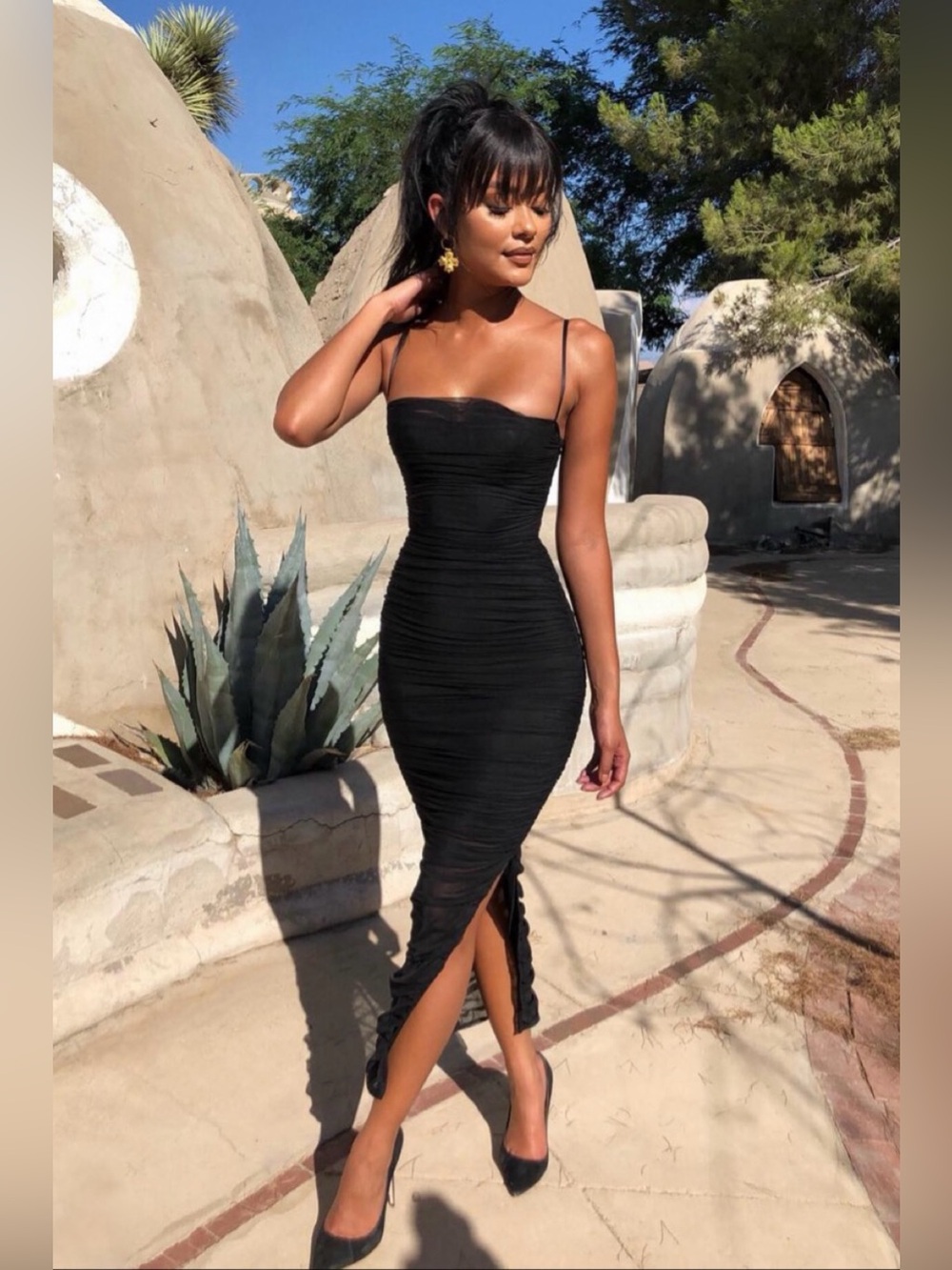 House of CB - FORNARINA Black Organza Mesh Maxi Dress - Size L NWOT